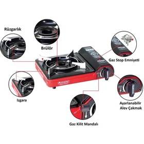 Resim Orcamp Tekli Portatif Kamp Ocağı - Kırmızı 