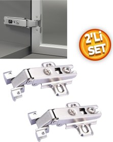 Resim Samet Alüminyum Çerçeve Kapak Menteşe Seti 2 Adet Düz Metal Kapak Menteşe Takımı 2li 