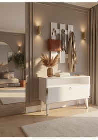 Resim Resital Portmanto Vestiyer - Gp7004-1 - Beyaz Silver Beyaz 