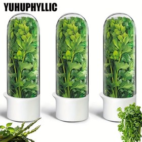Resim YUHUPHYLLIC büyük soğutmalı otlar taze tutma kutusu, kereviz, nane, yeşil sebzeler için 2-3 hafta saklama kutusu, buzdolabı depolama kutusu 