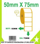 Resim Termal Barkod Etiket 50X75 10 Rulo 7500 Adet 