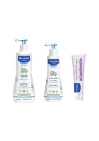 Resim Mustela Gentle Cleansing Gel 500 ML + Hydra Bebe Body Lotion 300 ML + 1.2.3 Pişik Kremi 50 ML 