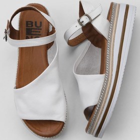 Resim Bueno Shoes Beyaz Deri Kadın Düz Sandalet 01ws4203 