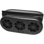 Resim Monyee Araç Pencere Soğutucu Fanı - Güneş Enerjili Ve Usb Destekli - Üçlü Fanlı Hava Döngüleyici - Bağımsız Anahtar - Siyah F-817 