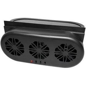 Resim Monyee Araç Pencere Soğutucu Fanı - Güneş Enerjili Ve Usb Destekli - Üçlü Fanlı Hava Döngüleyici - Bağımsız Anahtar - Siyah F-817 