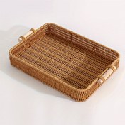 Resim 1 adet Plastik Rattan Dokuma Depolama Sepeti Ahşap Saplı, Modern TV Dolabı Depolama Sepeti, Dikdörtgen Açık Renkli Depolama Kutusu, Oturma Odası, Yatak Odası, Mutfak, Banyo, Otel Hizmet Depolama Sepeti, Raf Sepetleri için Uygun 