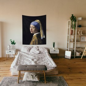 Resim İnci Küpeli Kız Duvar Örtüsü - 160 cm x 220 cm 