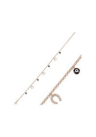 Resim Brezza Lusso Jewelry 925 Ayar Mineli Göz & Zirkon Taşlı Doç Zincirli Sallantılı Halhal 