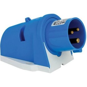 Resim Mete Enerji T24423V 3 x 16A. IP44 Duvar Fişi Eğik Gövdeli Vidalı Bağ. 