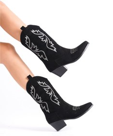 Resim zaınexpress Kadın Orijinal Kovboy Çizme - Siyah- Süet 