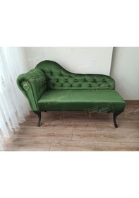 Resim Dekoratif Bihter Koltuk Josefin Puf 120 Cm Siyah Ayak Yeşil 