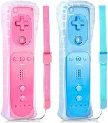 Resim XiQiDianr Wii Controller 2 Pack,Wii Remote Controller,Compatible with Nintendo Wii/Wii U,Replacement for Wii Remote Controller, With Silicone Case and Wrist Strap (Blue+Pink) 