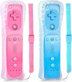 Resim XiQiDianr Wii Controller 2 Pack,Wii Remote Controller,Compatible with Nintendo Wii/Wii U,Replacement for Wii Remote Controller, With Silicone Case and Wrist Strap (Blue+Pink) 