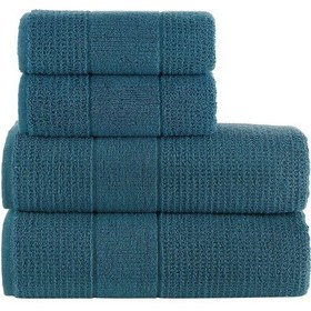 Resim Maisonart Royal 50x90 70x140 Cm 4'lü Banyo Havlu Seti, %100 Pamuklu Havlu Takımı Petrol 