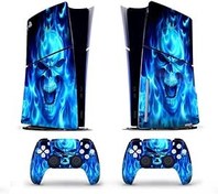 Resim PS5 Slim Disc Edition Konsolu ve Denetleyicileri için Tam Vücut Vinil Kaplama Çıkartmaları Sarma Çıkartmaları Kapak (Frozen Devil) 