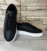 Resim %100 İçi Dışı Komple Deri Erkek Spor Ayakkabı Siyah - Beyaz 