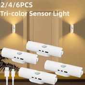 Resim 2/4/6 Paket LED Hareket Sensörlü Işık, 2 Başlıklı LED Hareket Sensör Duvar Lambası, Ayarlanabilir 3 Renk (Sıcak/Nötr/Beyaz) USB Şarj Özellikli Oturma Odası, Yatak Odası, Koridor için USB Işıkları 