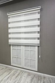 Resim Zebra Stor Perde Geniş Plise Güneşlik Perde, Beyaz, 230 x 260 