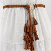 Resim Örgülü Düğümlü Kemer Boho Püskül Kolye Kemer Düz Renk Vintage Dekoratif Kemerler Kadınlar Için İnce Elbise Kemeri 