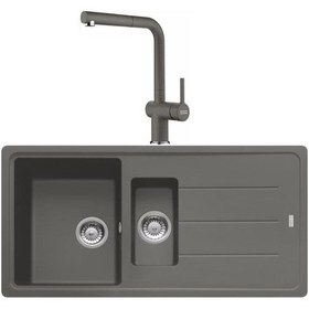 Resim Franke Basis Bfg 651 Stone Grey Granit Evye + Active Plus Doccia 2.0 Spiralli Batarya Set 