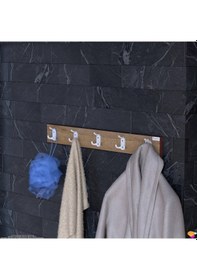 Resim Modilayn Arı Serisi 76,4x9,6 Cm 5' Li Set 15 Kancalı Banyo Askısı Ekstra Düzen Ve Yer Tasarrufu Meşe 