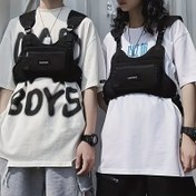 Resim 1 adet Unisex Sokak Stili Naylon Göğüs Çantası Bel Çantası, Koşu ve Açık Hava Aktiviteleri için Şık Kullanışlı Yelek, Fermuarlı Kapatma, Elde Yıkanabilir - Rastgele Baskı Tasarımı 
