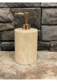 Resim Light Traverten Düz Model Gold Pompalı Sıvı Sabunluk 1.sınıf Beyaz 