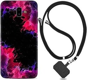 Resim kilifland Samsung Galaxy J6 Plus ile Uyumlu Kılıf Desenli Silikon Ipli Boyun Askılı Boyalar 1663 