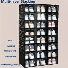 Resim 15 Adet Sağlam Plastik Ayakkabı Kutusu - Katlanabilir Çok Katmanlı Ayakkabı Saklama Organizatörü, Şeffaf Toz Geçirmez ve Hijyenik Sneaker Kutuları - Dolap, Yurt, Mağaza Sergisi İçin - Sağlam Plastik (Montaj Gerekmez) 