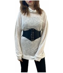 Resim Beyaz Merserize Yakası Dökümlü Salaş Triko Tunik Tasarım Hediye Büyük Beden Beyaz 