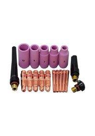 Resim Vkemall Tıg Kaynak Aksesuarları Seti 18 Parça : Seramik Leke, Gaz Lens Gövde, Topu Ve Arka Kapak - Wp-17/wp-18/wp-26 Uyumlu 