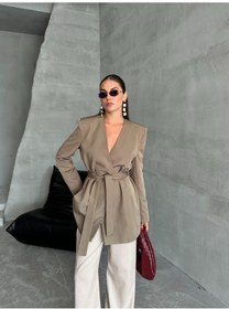 Resim Haki Elegant Kuşaklı Ceket Haki 