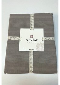 Resim Çift Kişilik Waffle Pike 210x230cm, %100 Pamuk, Petekli Pike Gri 