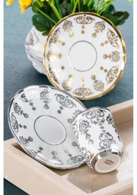 Resim Acar Aries 6 Lı Kahve Fincan Takımı Gold Silver Altın - Gümüş 