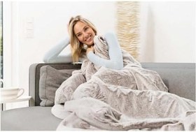 Resim Beurer HD 75 Nordic elektrikli battaniye, kürk görünümlü yumuşak sıcak battaniye, 6 sıcaklık kademesi, makinede yıkanabilir, otomatik kapanma, bej/kahverengi, 180 x 130 cm 