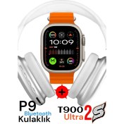 Resim Akıllı Saat Watch 8 Ultra T900-2S Ios/android Destekli 2.3inch Arama Özeliği+ P9 Bluetooth Kulaklık 