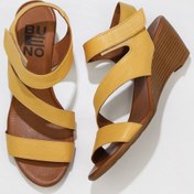 Resim Bueno Shoes Sarı Deri Kadın Dolgu Topuklu Sandalet 01wn3720 