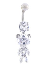Resim Ferizz 316l Çelik Ayıcık Model Zirkon Taşlı Piercing Prc-221 Beyaz 