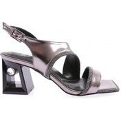 Resim Dgn 619-23y Kadin Kristal Taşli Topuklu Sandalet 619-1922-R13855 Platin 