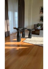 Resim Ahşap Mantar Sehpa Siyah 3 Lü Takım Şık Zigon Ve Fiskos Sehpa Seti Siyah 