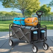 Resim Ağır Hizmet Katlanır Yardımcı Wagon - Tüm Zemin Spor ve Kamp Ekipman Taşıma, Taşınabilir Montaj Gerektirmez Ergonomik Kolu ve Depolama Cebi ile, Büyük Kapasiteli Katlanabilir Araba, Sağlam Çerçeve Tasarımı, Siyah/Kahverengi/Yeşil, Uzun Geniş Yapı Çeşitli Ortamlar için, Elektrik Gerektirmez, Kamp Temel Taşıyıcı, Sağlam İnşaat 