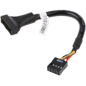 Resim Alfais Al-4584 9 Pin Usb 2.0 Dişi - 19 Pin Usb 3.0 Erkek Çevirici Dönüştürücü Adaptör Kablosu 