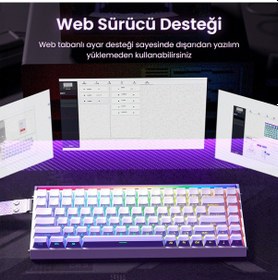 Resim Aula Hero 84 He Manyetik Klavye Rapid Trigger Dragon King Switch 8000hz Rgb Neon Tkl Hot Swap Oyuncu Klavyesi Pembe 