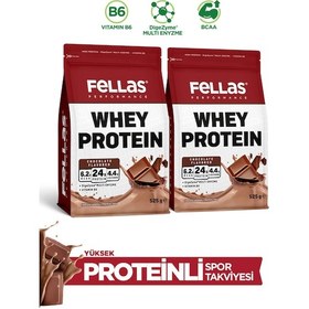 Resim Fellas Whey Protein Tozu 1050 G - Çikolata Aromalı 525 G x 2 Çikolata 