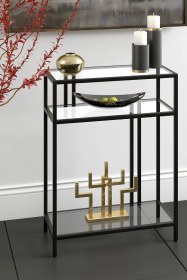 Resim Devin Dekor Temperr Camlı Dresuar Konsol Komodinn Siyah-şeffaf 