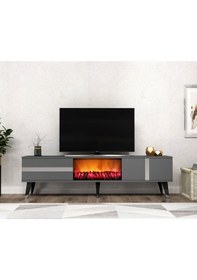 Resim Annia Tv Sehpası Şömineli Alt Modül Antrasit-gümüş 