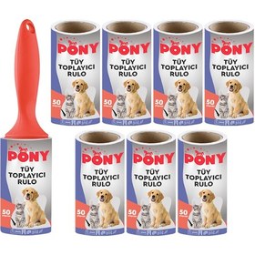Resim Pony Kedi - Köpek Tüy Toplayıcı Aparat + 8 Yedek Rulo 