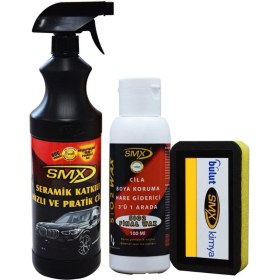 Resim Smx Seramik Hızlı Pratik Cila 1 Lt ve Boya Koruma Hare Giderici Cila Set 100 ml 