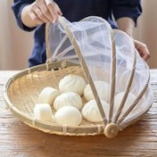 Resim El Yapımı Bambu Gıda Kapağı Seti: Katlanabilir, Haşere Dayanıklı, Meyveler, Sebzeler ve Ekmek Saklama İçin Uygun - Mutfak ve Açık Hava Yemekleri İçin Mükemmel 