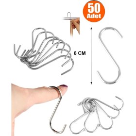 Resim Mediterian 6 cm Metal S Kanca, 50 adet, dayanıklı ve kullanışlı, 2 yıl garanti, TR menşei 